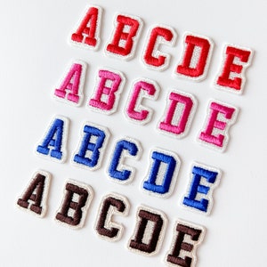 Small Letter and Numbers Iron on Patches, Blue Red Pink Brown Alphabets, Customized  Words Applique for Cloths Jeans Hats