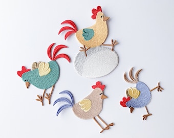 Chicken Iron-on Patches, Farm Animal Embroidered Applique Badge, Chicken Decor for Fabric, Chicken Lover Gift, Patch for Bag Backpack Jacket