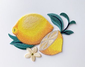 Citroen Iron-On Patch, Citrus Fruit Badge, Geborduurde Fruitige Applique, DIY voor borduurliefhebbers en zomerliefhebbers