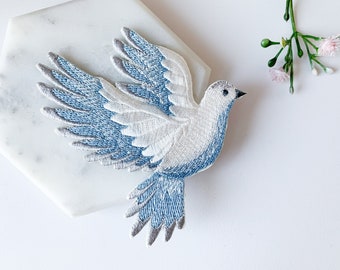 Peace Dove Bird Iron on Patch, Bird Embroidered Dove Applique Badge, Love Dove Patch for Hat Jacket Sweatshirt