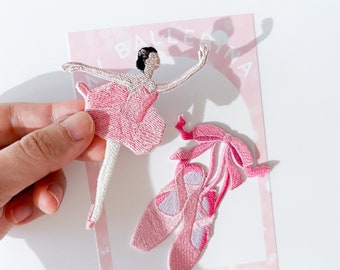 Ballet Ballerina Iron on Patch, Girls Party Faovrs, Ballerina Gift, Pink Birthday Favors, Ballerina Ballet Shoes Embroidered Applique