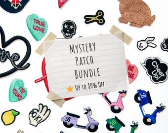 Mystery Iron On Patch Bundle of 10, Sample Sale Mixed Size Embroidered Patches Set