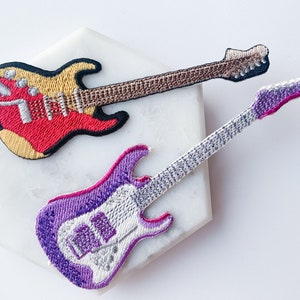 Electric Guitar Iron-on Patches, Music Embroidered Applique, Band Bass Guitar Badge for Bag Sweatshirt Cloths Hat Backpack T-shirt