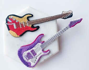 Opstrijkpatches elektrische gitaar, muziek geborduurde appliqué, band basgitaar Badge voor tas Sweatshirt Doeken Hoed Rugzak T-shirt
