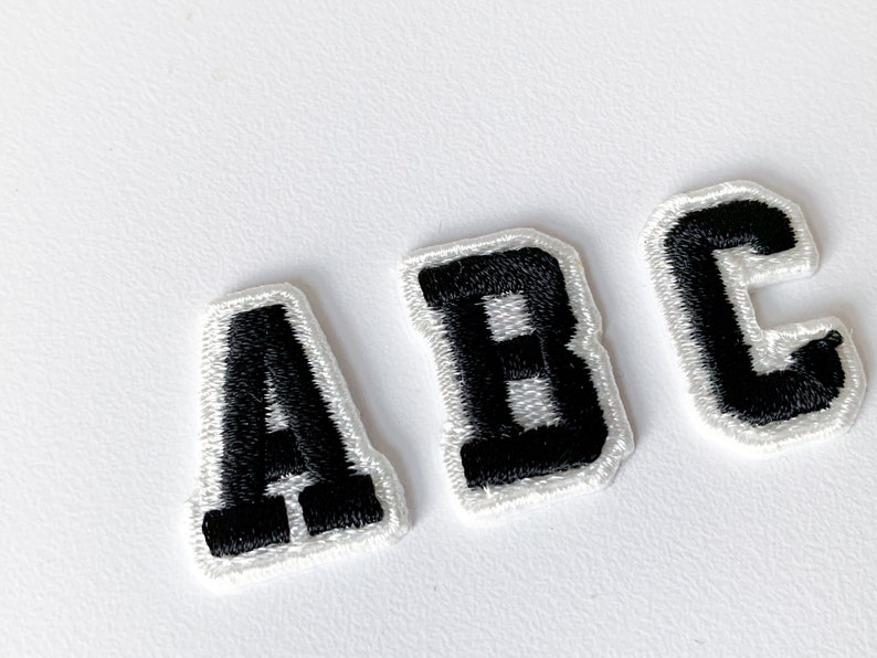 Black Small Letter Patch, Mini Embroidered Alphabet Patches, Alphabet