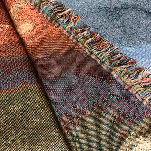 Rainbow Gradient Woven Art Throw Blanket Original design Made in USA image 6
