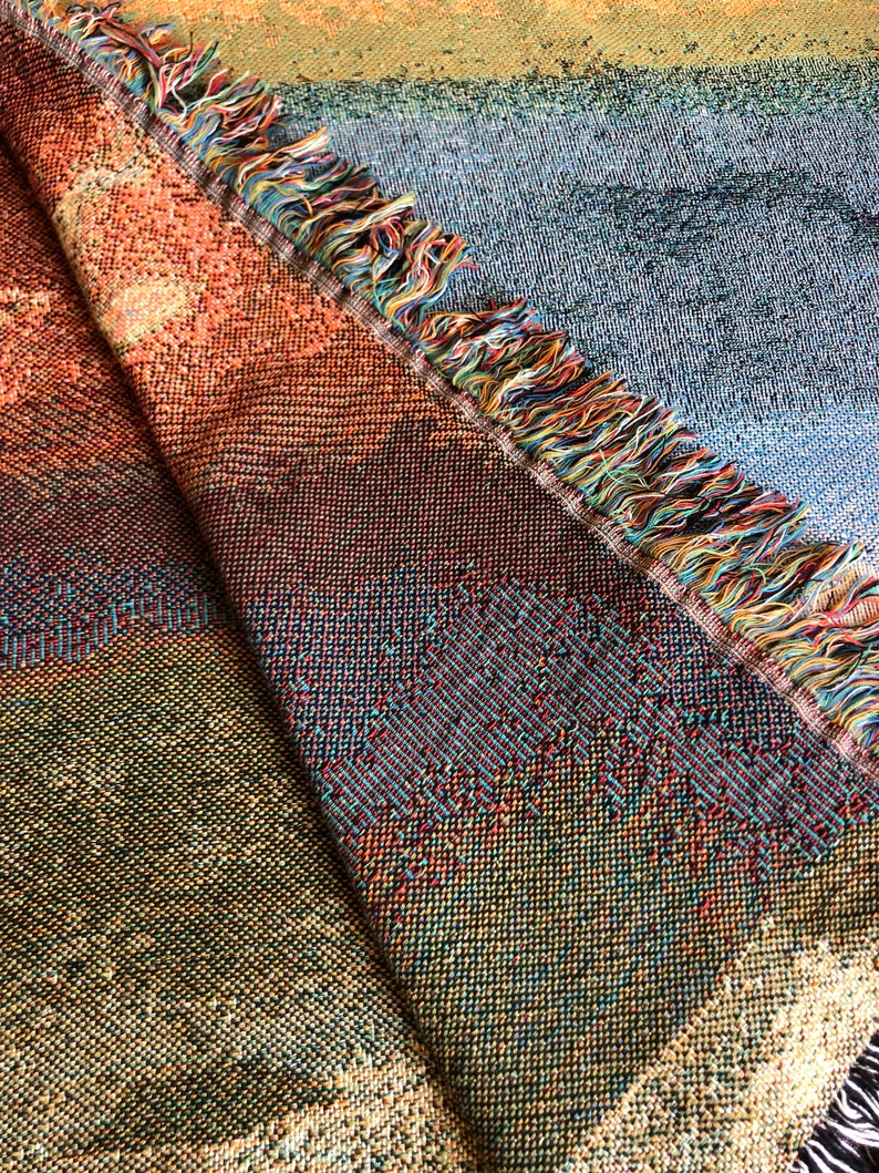 Rainbow Gradient Woven Art Throw Blanket Original design Made in USA image 6