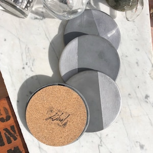 Charcoal Concrete Coaster with Silver Set of Four image 1