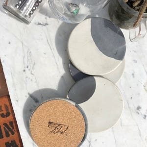 Moon Charcoal & Natural Concrete Coaster (Set of Four)