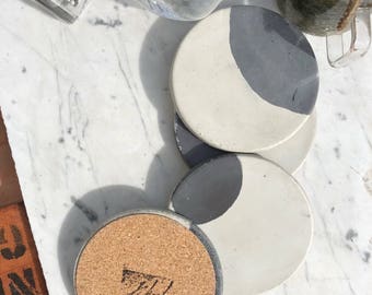 Moon Charcoal & Natural Concrete Coaster (Set of Four)