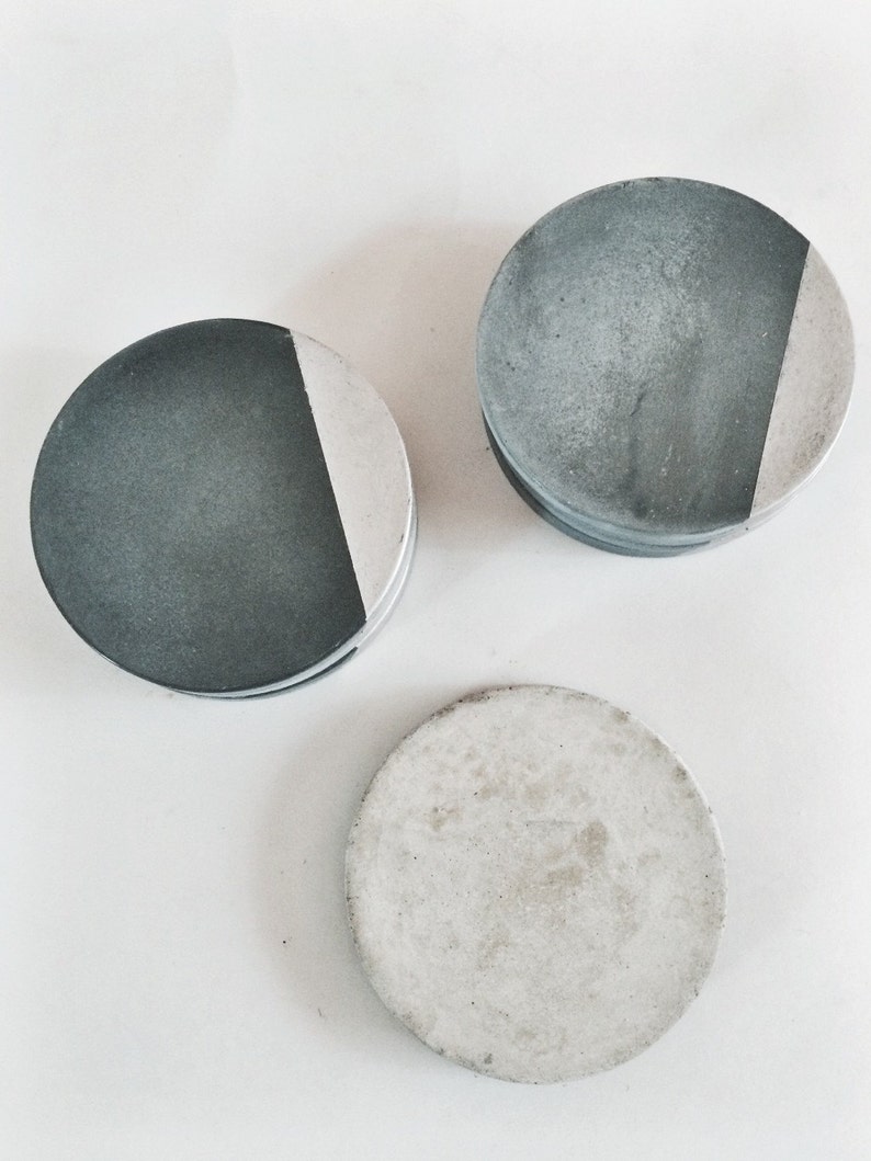 Charcoal Concrete Coaster with Silver Set of Four image 2