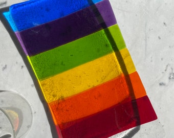 Rainbow Glass Catchall Display Serving Platter