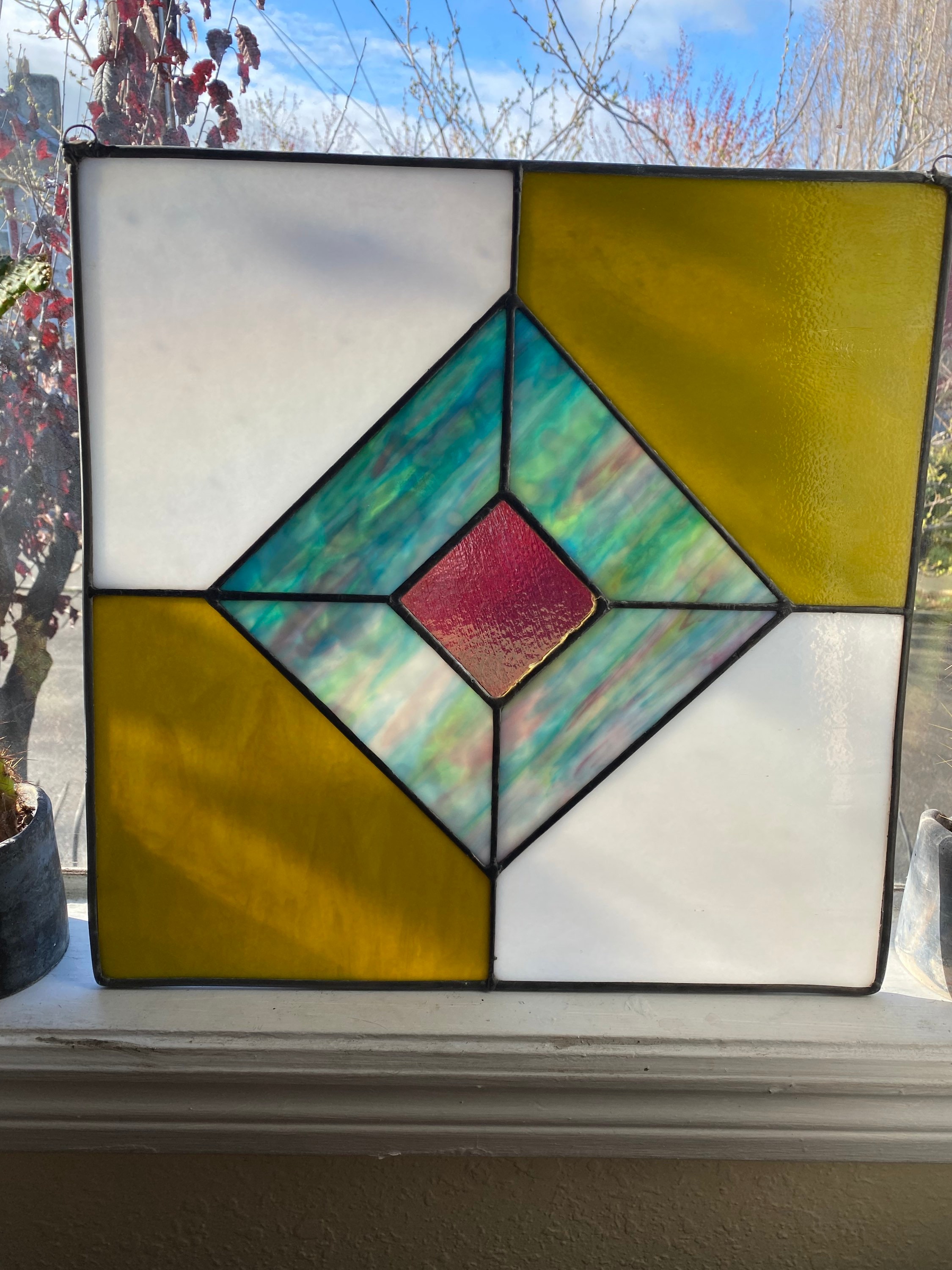 Checkered Stained Glass Window Panel - Etsy Australia