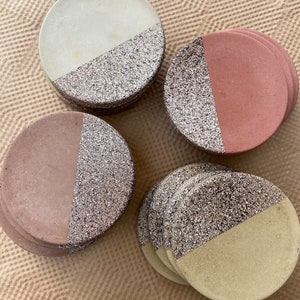 Limited Batch Khaki Concrete with Rock style Accent Coaster Set of Four image 5