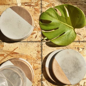 Concrete Coaster with Gold Set of Four image 1
