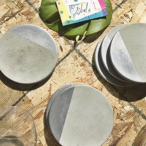 Concrete Coaster with Silver (Set of Four)