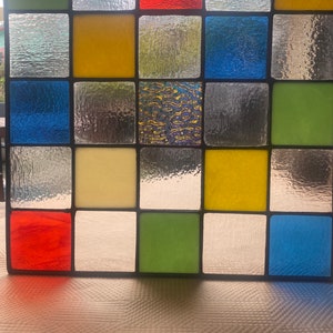 Checkered Stained Glass Window Panel image 5