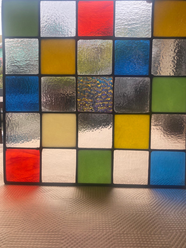 Checkered Stained Glass Window Panel image 5