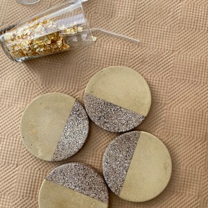 Limited Batch Khaki Concrete with Rock style Accent Coaster Set of Four image 3