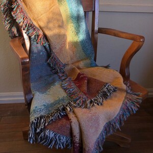 Rainbow Gradient Woven Art Throw Blanket Original design Made in USA image 3