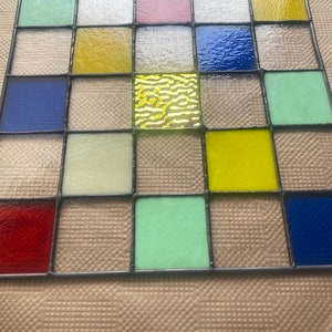 Checkered Stained Glass Window Panel image 2