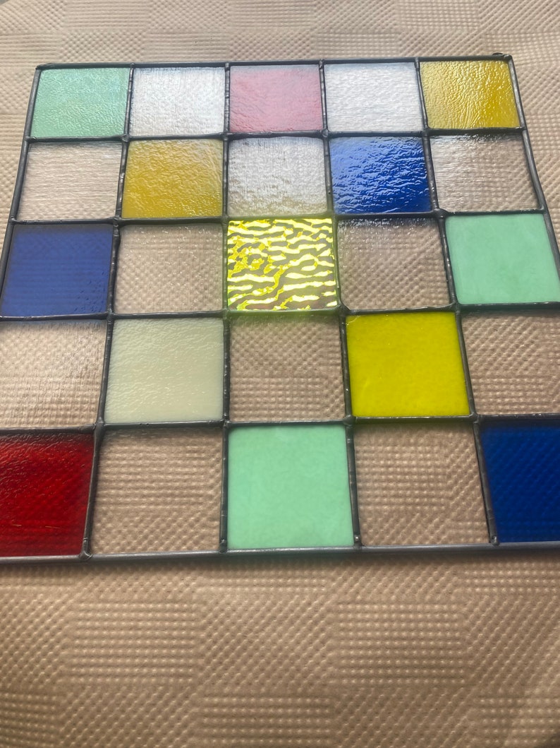 Checkered Stained Glass Window Panel image 2