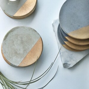 Concrete Coaster with Gold Set of Four image 2