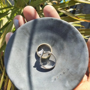 Small Minimal Charcoal Colored Concrete Catchall Plate Ring Dish