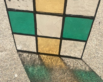 Checkered Stained Glass Window Panel