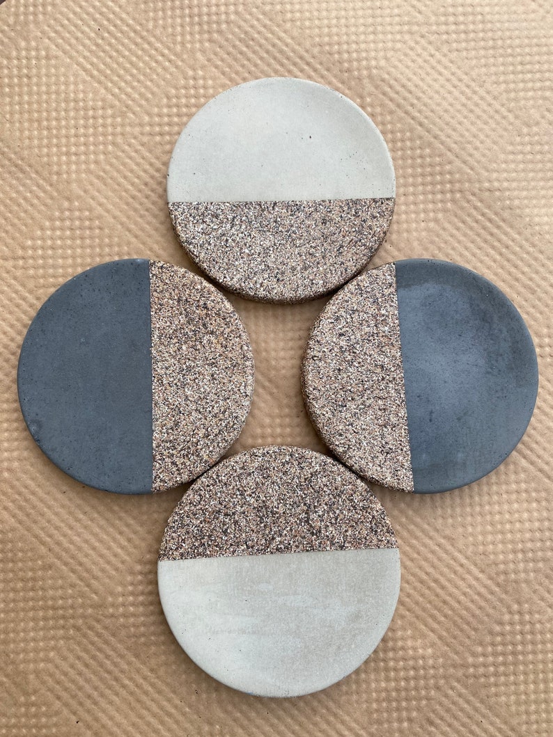 Limited Batch Concrete with Rock style Accent Coaster Set of Four image 2