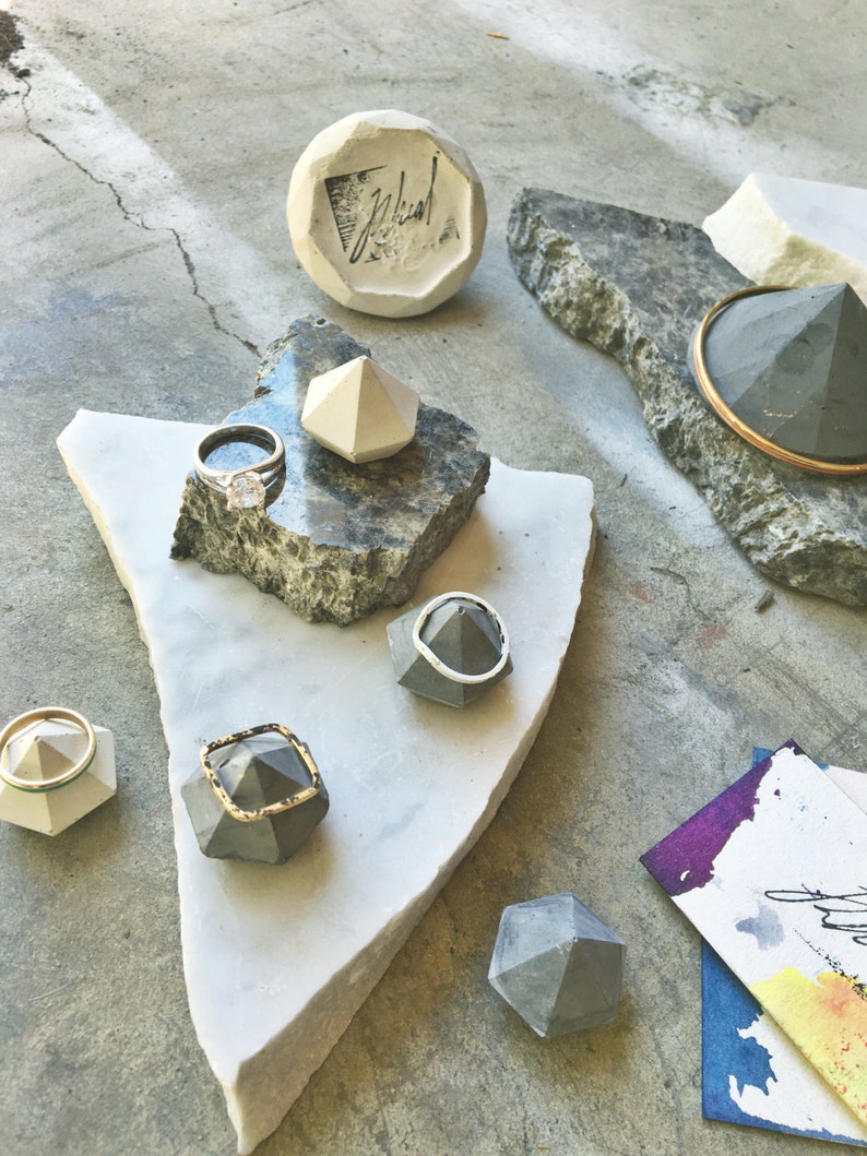 Unpigmented Concrete Diamond Ring Holder Set of Three image 5