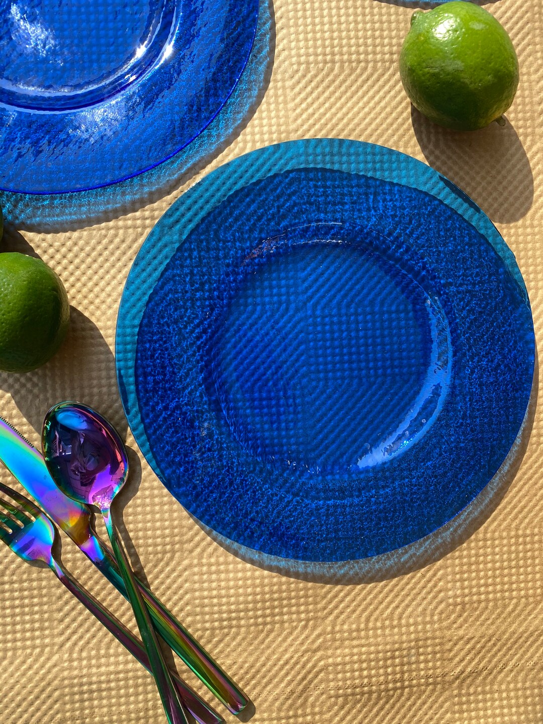 Blue Dessert Plate Etsy