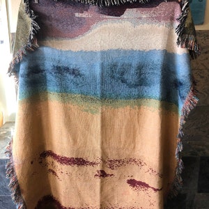 Rainbow Gradient Woven Art Throw Blanket Original design Made in USA image 7