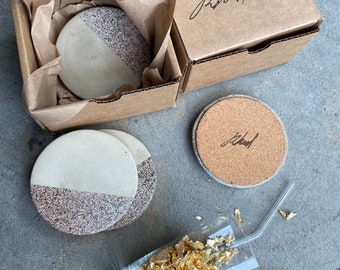 Limited Batch Sand Concrete with Rock style Accent Coaster  (Set of Four)