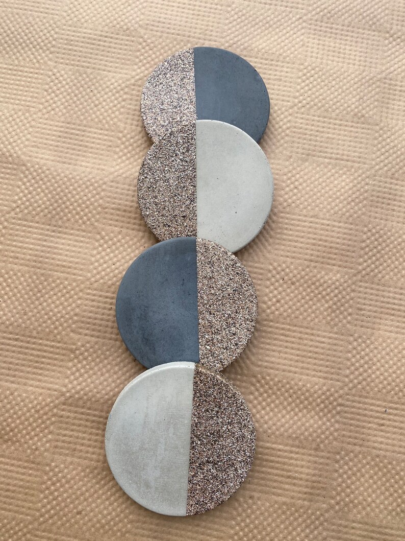 Limited Batch Concrete with Rock style Accent Coaster Set of Four image 5