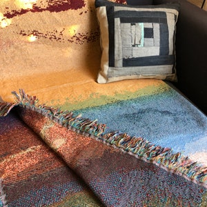 Rainbow Gradient Woven Art Throw Blanket Original design Made in USA image 4