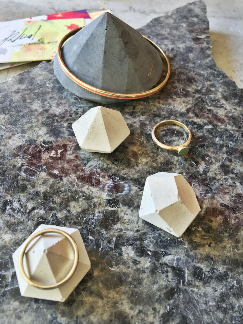 Unpigmented Concrete Diamond Ring Holder Set of Three image 2