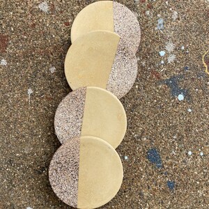 Limited Batch Khaki Concrete with Rock style Accent Coaster Set of Four image 4