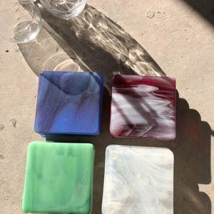 Limited Batch Marbled Glass Coaster Set of Four Emerald Sparkle image 6