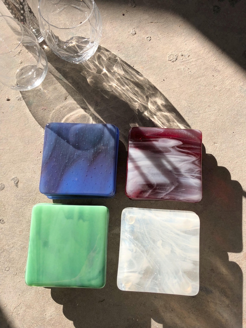 Limited Batch Marbled Glass Coaster Set of Four Emerald Sparkle image 6