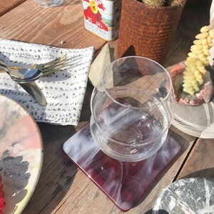 Limited Batch Marbled Glass Coaster Set of Four Cranberry Ice image 2