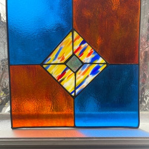 Checkered Stained Glass Window Panel image 1