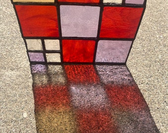 Checkered Stained Glass Window Panel