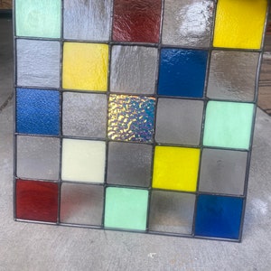 Checkered Stained Glass Window Panel image 1