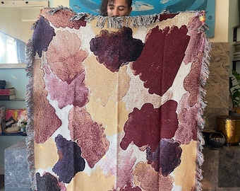 Wine Down Palette Swatch- Woven Art Throw Blanket- Original design- Made in USA