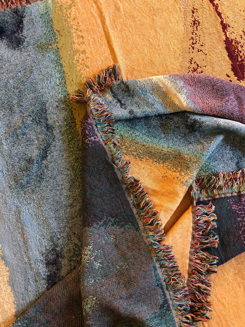 Rainbow Gradient Woven Art Throw Blanket Original design Made in USA image 5