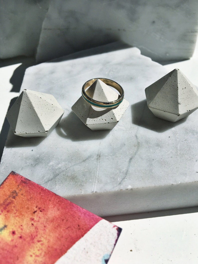 Unpigmented Concrete Diamond Ring Holder Set of Three image 1