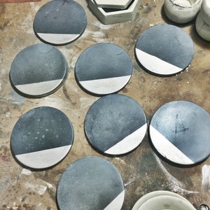 Charcoal Concrete Coaster with Silver Set of Four image 3