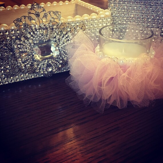 Items similar to 12 Baby shower Birthday Tutu Pearled Votive candles on