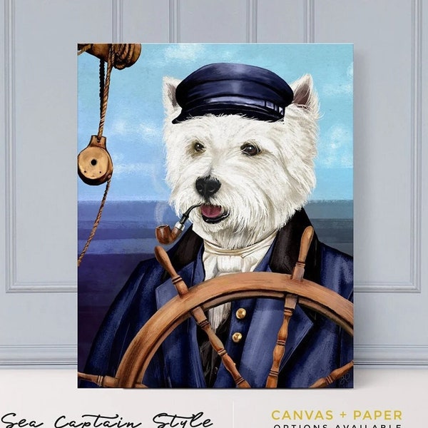 Sea Captain, Pet Portrait, Custom Pet Portrait, Royal Pet Portrait, pet portrait custom, funny pet portrait, sailor, navy, pet, cat, dog